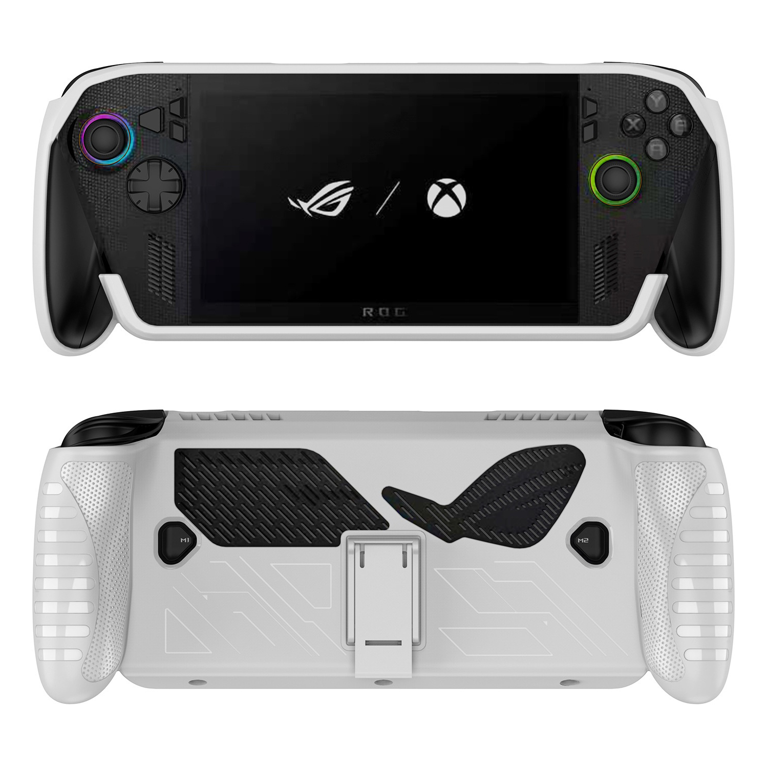 For Asus ROG Xbox Ally X (2025)/Ally (2025) Handheld Console Anti-Slip TPU Case Protective Cover Built-in Stand - White