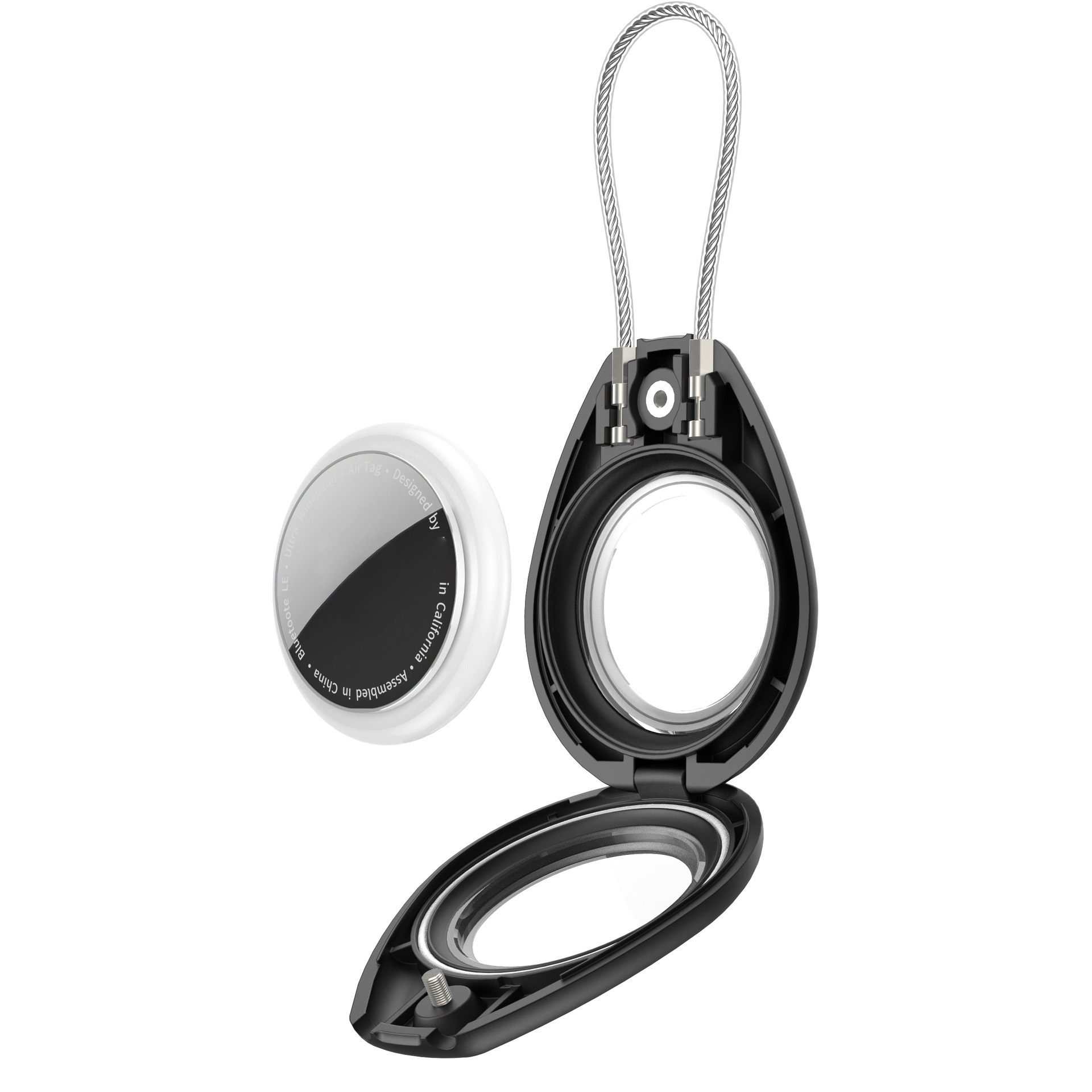 CP27 For Apple AirTag Protective Case Clear PC Full Coverage Anti-Loss Tracking Device Cover - Black