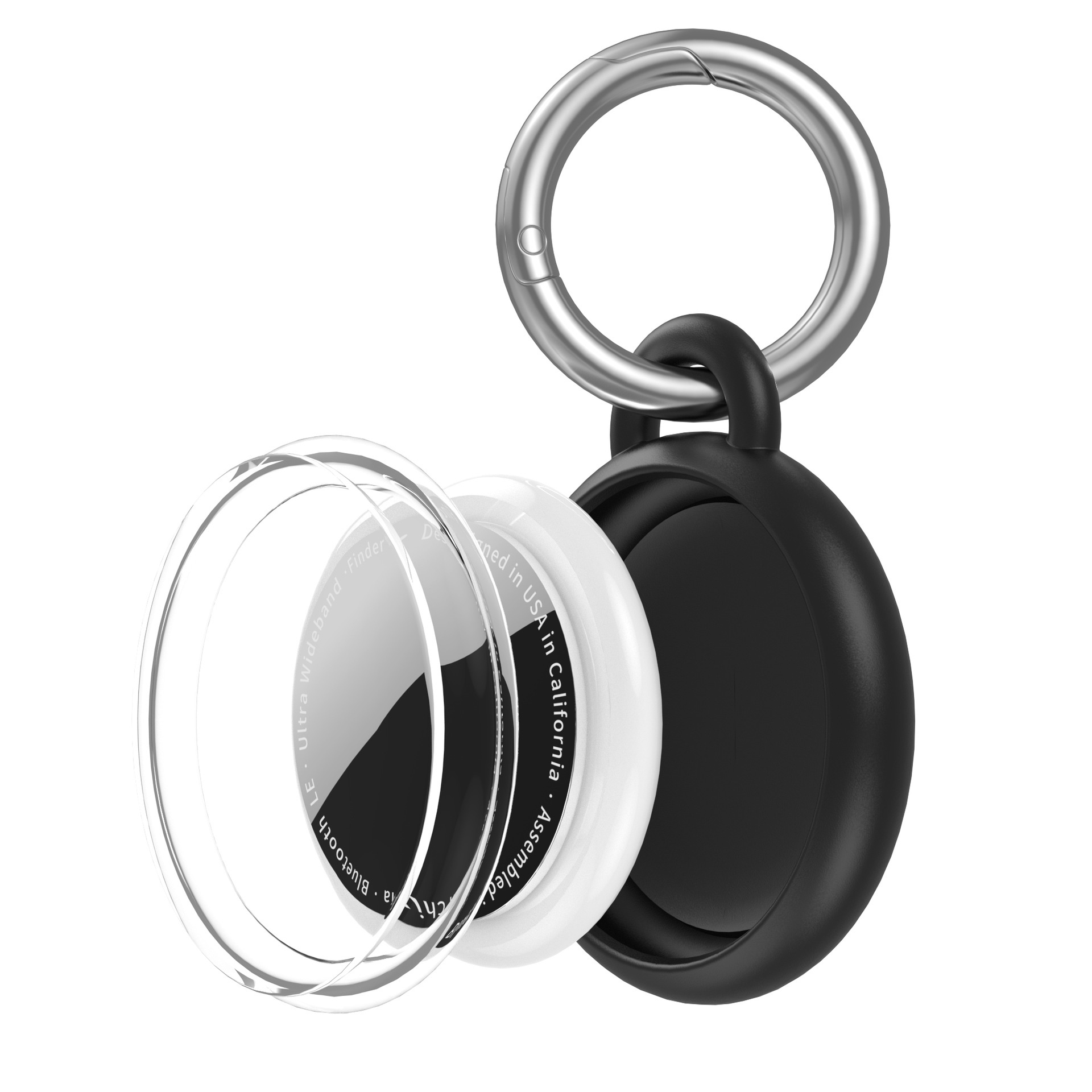 CT29 For Apple AirTag Tracker Waterproof Case Shockproof TPU Protective Cover with Hook - Black