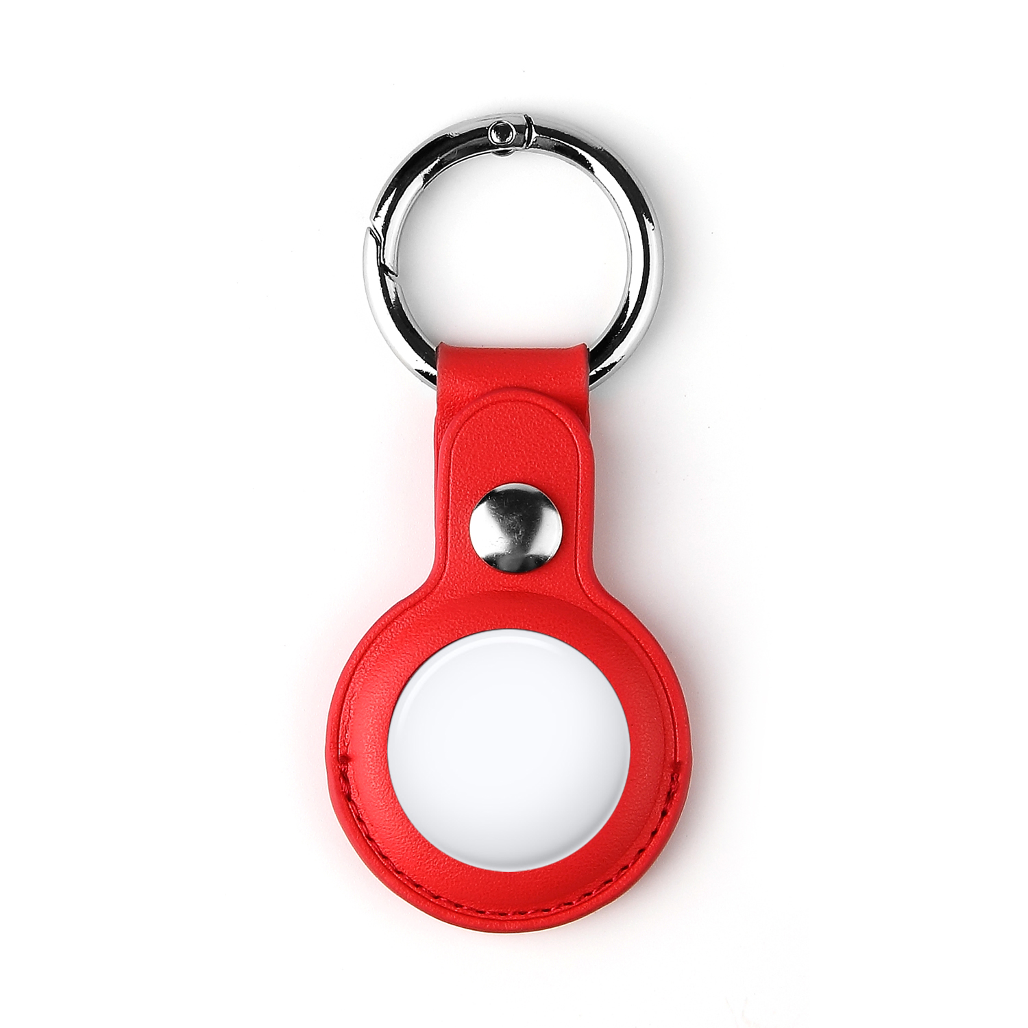 

Split Leather Protective Case with Metal Key Ring for Apple AirTag - Red, AirTag