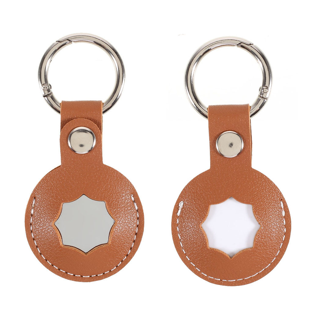 

Octagon PU Кожаный Защитный Чехол Крышка Крышки Крышки С Ключевым Кольцом Для Локатора Apple Airtag - Коричневый, AirTag