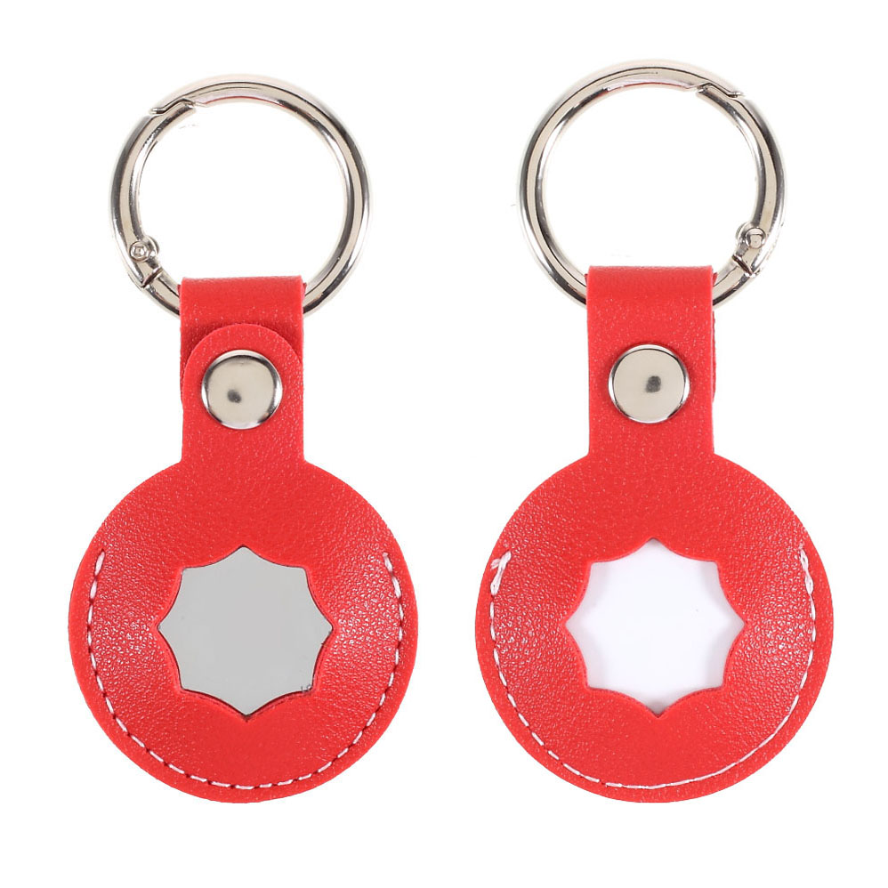 

Octagon PU Leather Protective Case Sleeve Cover Skin with Key Ring for Apple AirTag Locator - Red, AirTag
