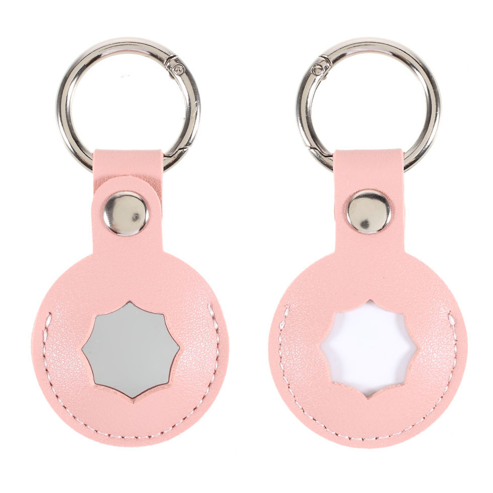 

Octagon PU Leather Protective Case Sleeve Cover Skin with Key Ring for Apple AirTag Locator - Pink, AirTag