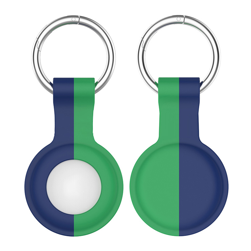 

SNEAKY Pattern Printing Silicone Case Protector Sleeve Cover with Keychain for Apple AirTag Tracker - Blue / Green, AirTag
