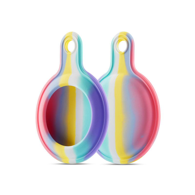 

Colorful Rainbow Silicone Protective Sleeve Case Cover for Apple AirTag with Key Ring Keychain - 6 Color Rainbow 1, AirTag