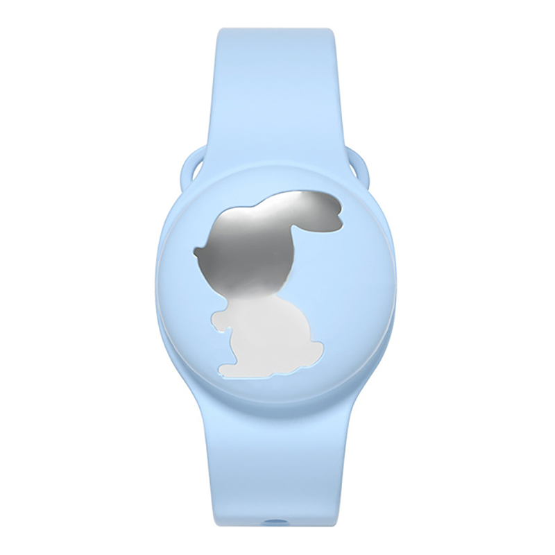 

Cartoon Animal Watch Band Design Silicone Anti-Lost Protective Cover Case for Apple AirTag Tracker - Blue/Rabbit, AirTag