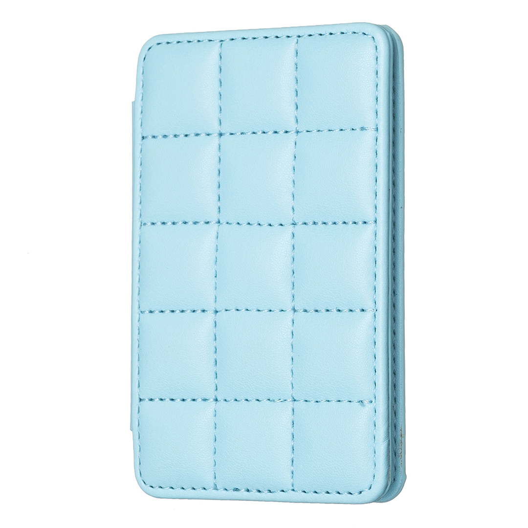 

BFK01 3D Grid Design Phone Back Card Halter Selbstklebender PU Lederkartenbeutel - Blau, Universal