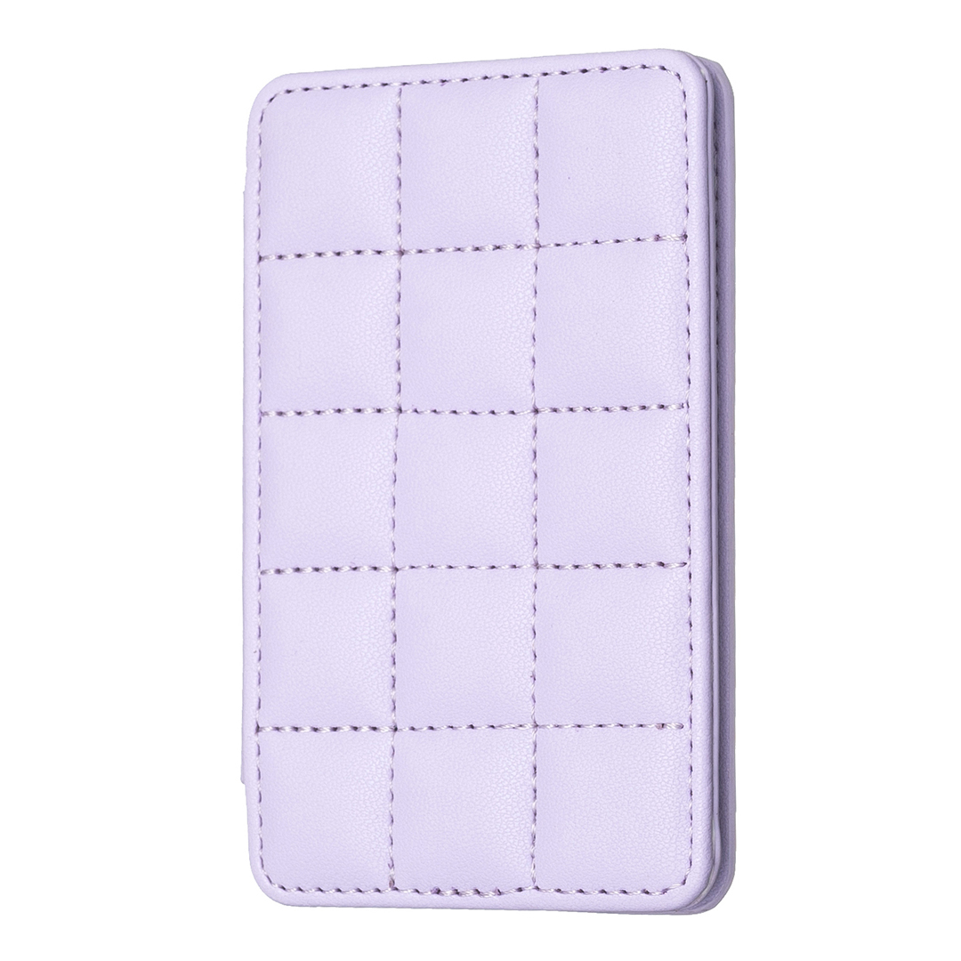 

BFK01 3D Grid Design Phone Back Card Halter Selbstklebender PU Lederkartenbeutel - Lila, Universal