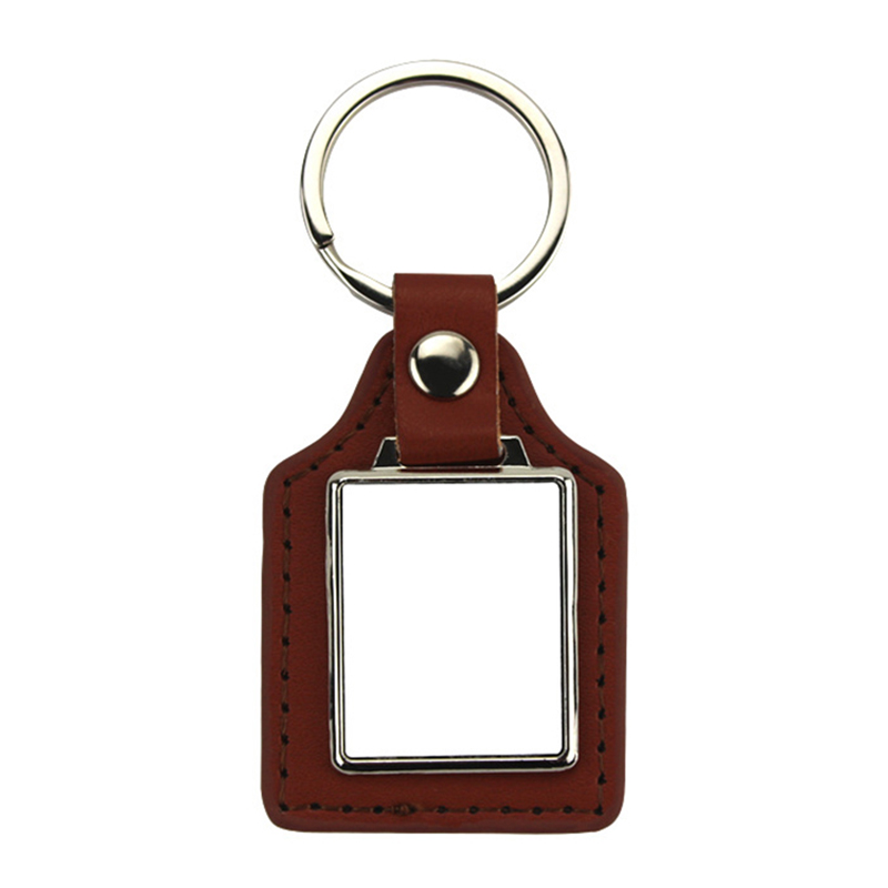 

Sublimation Blind -schlüsselanhänger PU Leder + Metallwärmetransfer -druckschlüsselringe Für Schlüsselbundprojekte - Braun / Quadrat