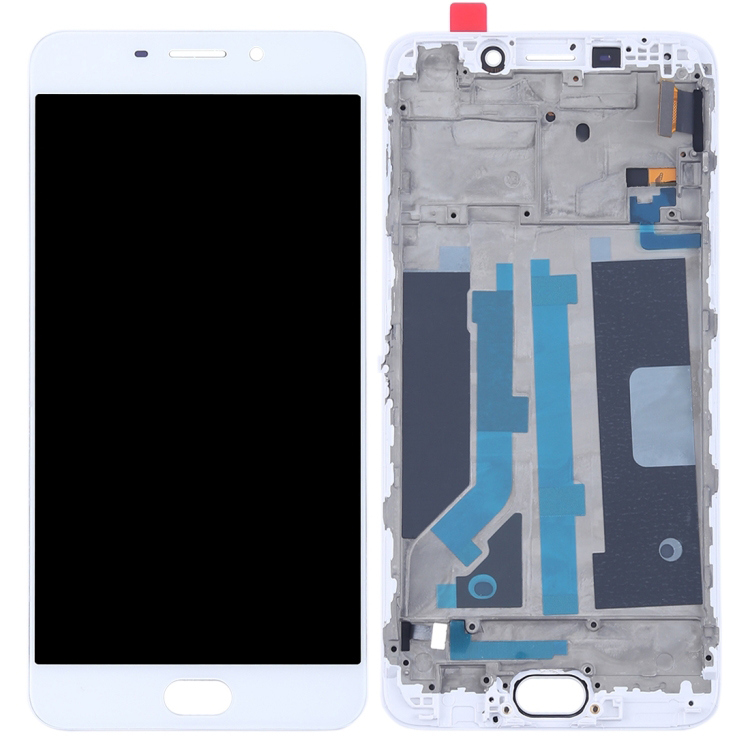 Assembly TFT Ultra Thin LCD Screen and Digitizer Assembly + Frame for Oppo R9 - White