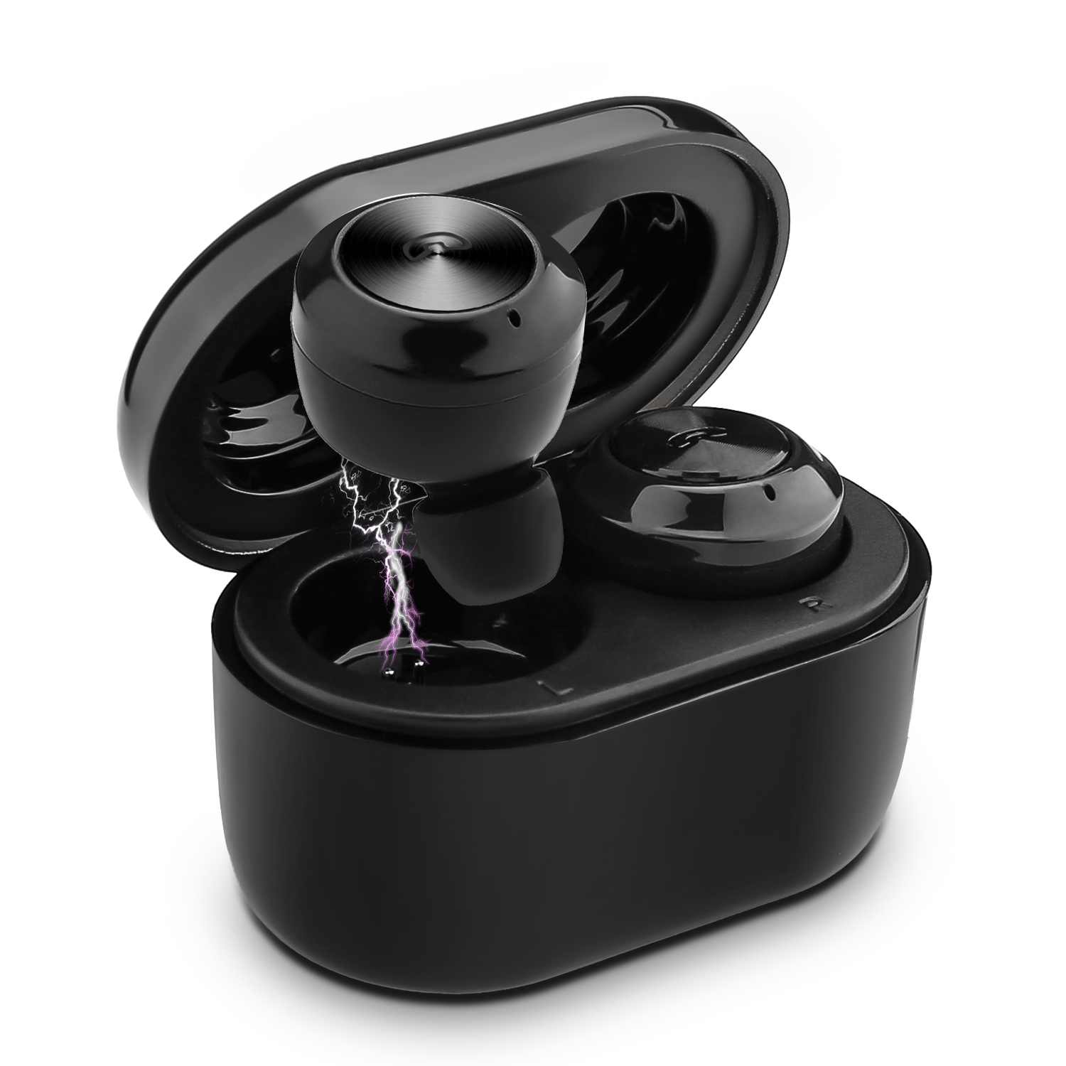 

A6 CE/RoHS TWS Bluetooth Headset True Wireless Earbuds with 220mAh Charging Box - Black, iPhone 12 mini