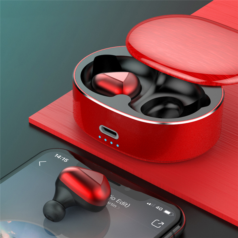 

T50 TWS Bluetooth 5.0 Binaural Eshphone Touch Control с Зарядной Коробкой 500 Мач - Красный, iPhone 12 mini