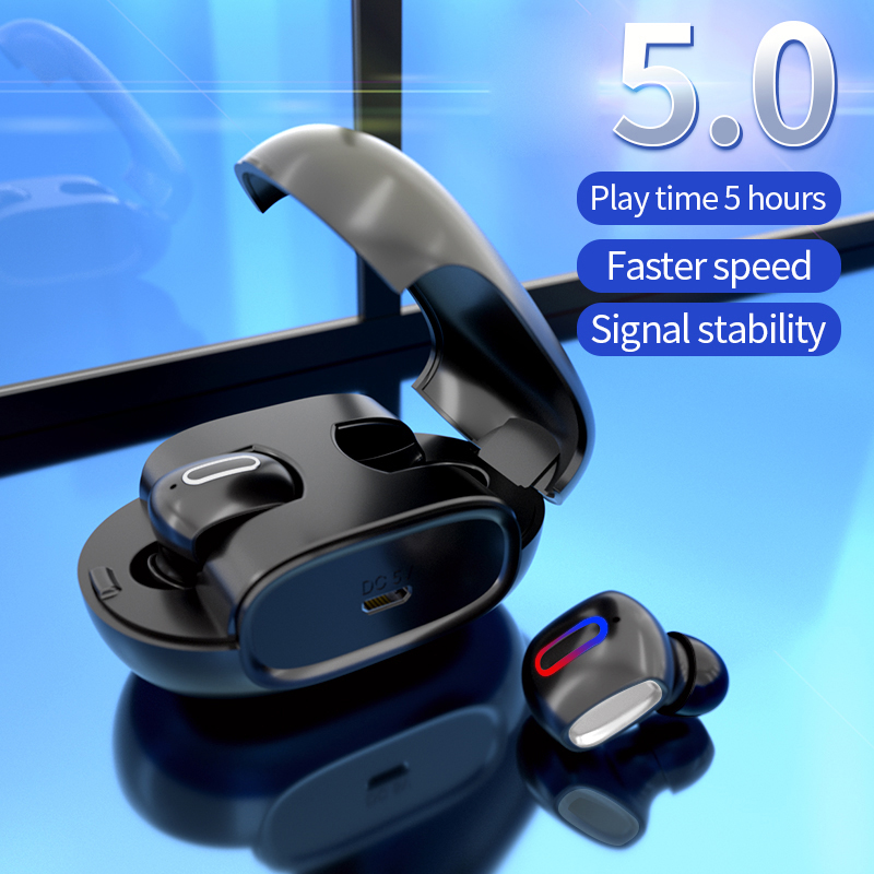 

TWS True In-ear Wireless Bluetooth 5.0 Headset Earphone with Charging Box - Black, iPhone X