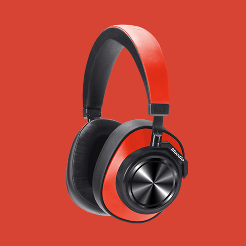 

BLUEDIO T7 Bluetooth Headphones User-defined Active Noise Cancelling Wireless Headset with Face Recognition - Red, iPhone 12 mini