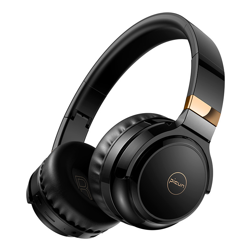 

PICUN B26 Over-ear Bluetooth 5.0 Headphone Headset Earphone Colorful LED Light Touch Control - Black / Gold, iPhone 12 mini