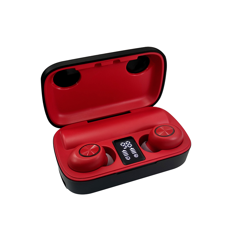 

TWS Bluetooth 5.0 Stereo In-ear Power Digital Display Wireless Earphones Bluetooth Headsets - Red, iPhone 12 mini
