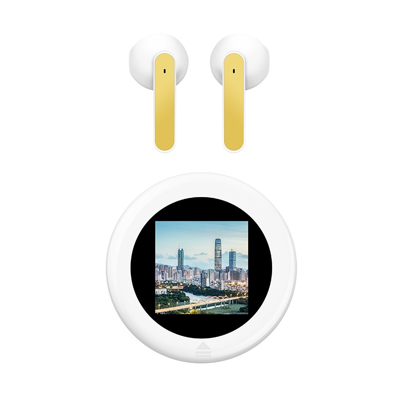 

NR-740 TWS Bluetooth 5.1 Headphones Fingerprint Touch Earphones Support Wireless Charging - White/Gold