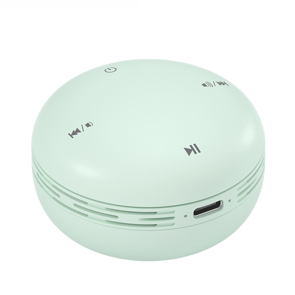 

ESSAGER TWS Mini Round Wireless Bluetooth 5.0 Speakers Sound System Stereo Music Surround Box Media Player - Light Green