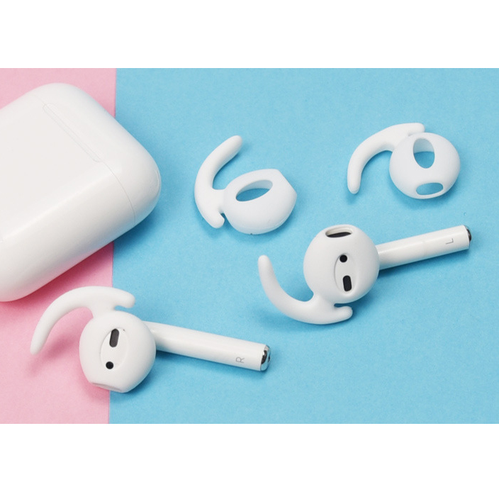 

5 Pair/Set Silicone Ear Hooks Skin Cover Holders for Apple AirPods - White, Apple AirPods with Charging Case (2019)