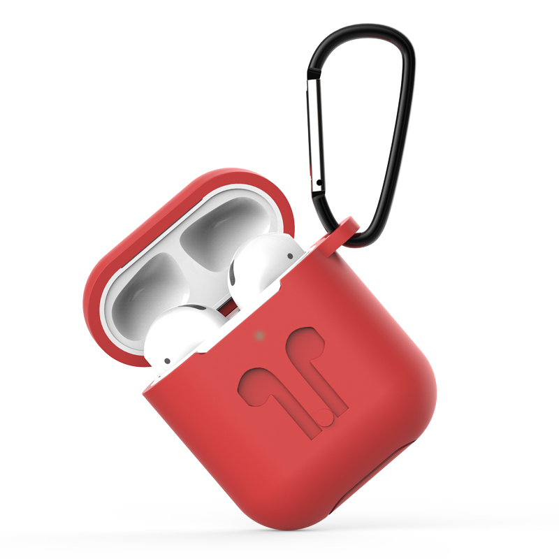

Мини-модный Логотип Congave-защищенная Силиконовая Корпус с Карабинером Для Apple AirPods с Зарядным Корпусом (2016) / Случай Взимания (2019) - Красный, Apple AirPods with Charging Case (2016)