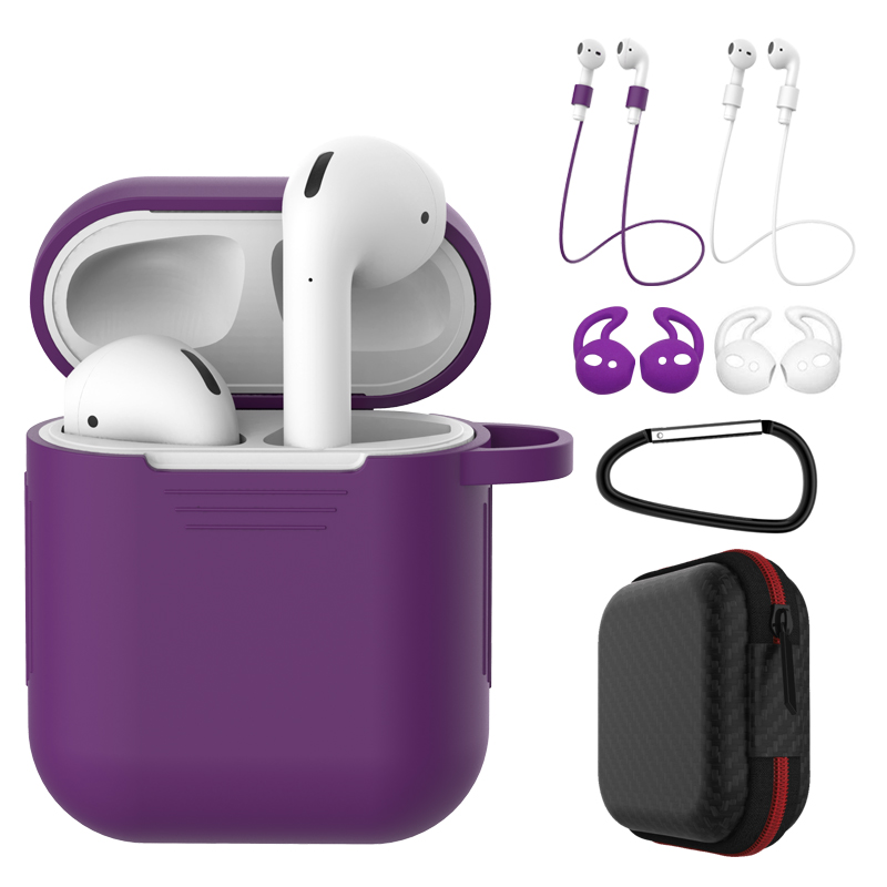 

Dust-proof Silicone Cover Buckle Earplug Set for Apple AirPods with Charging Case (2016) - Purple, Apple AirPods with Charging Case (2016)