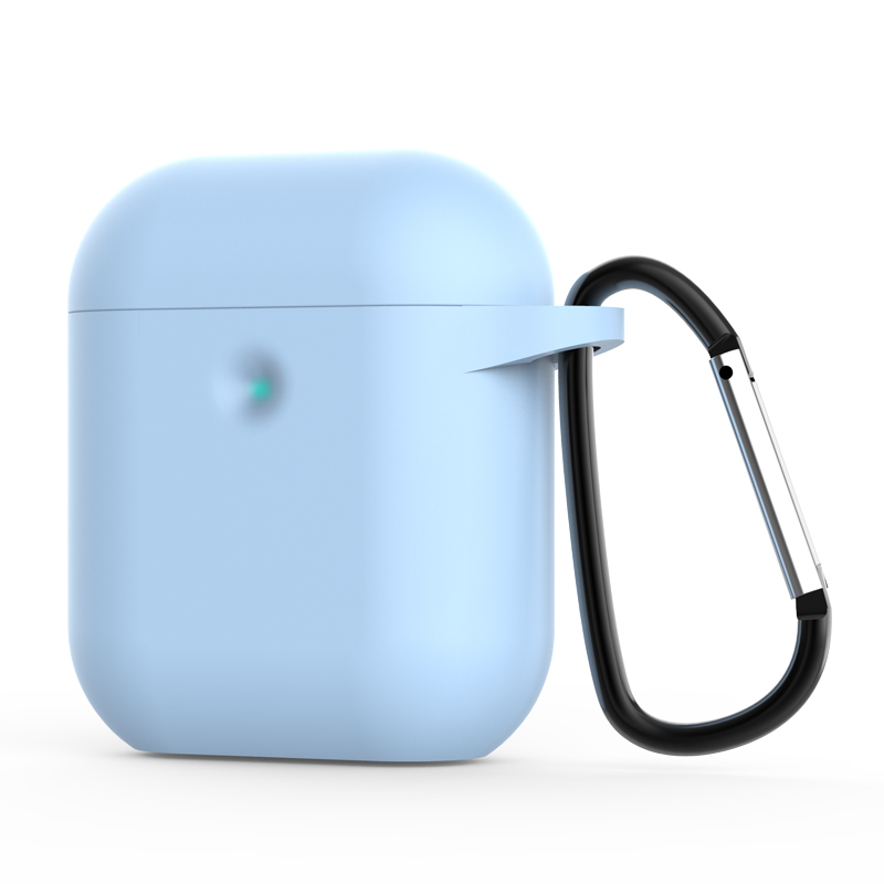 

Силиконовый Защитный Чехол С Карабин Для Apple Airpods С Корпусом Зарядки (2016) / Зарядное Дело (2019) - Голубые, Apple AirPods with Charging Case (2019)