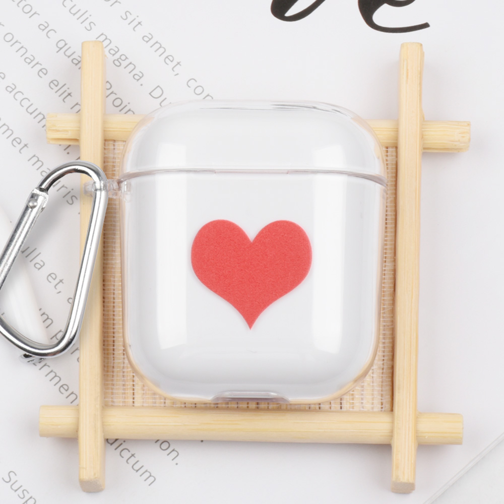 

Transparent PC Case with Hook for Apple AirPods with Wireless Charging Case (2019) / AirPods with Charging Case (2019) (2016) - Red Heart, Apple AirPods with Wireless Charging Case (2019)