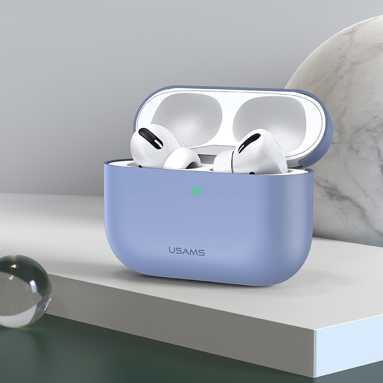 

USAMS US-BH569 Ultra-thin Silicone Protective Cover for Apple AirPods Pro - Purple, AirPods Pro