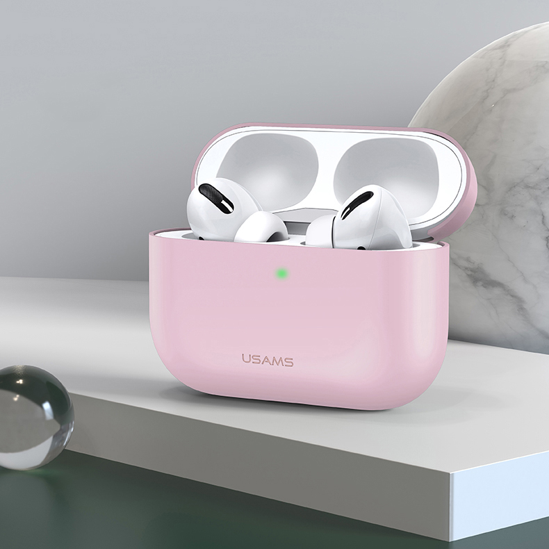 

USAMS US-BH569 Ultra-thin Silicone Protective Cover for Apple AirPods Pro - Pink, AirPods Pro