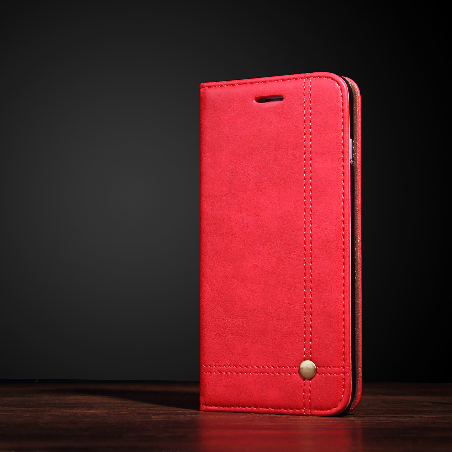

Auto-absorbed Retro Leather Wallet Stand Cover for iPhone X 5.8 inch - Red, iPhone X