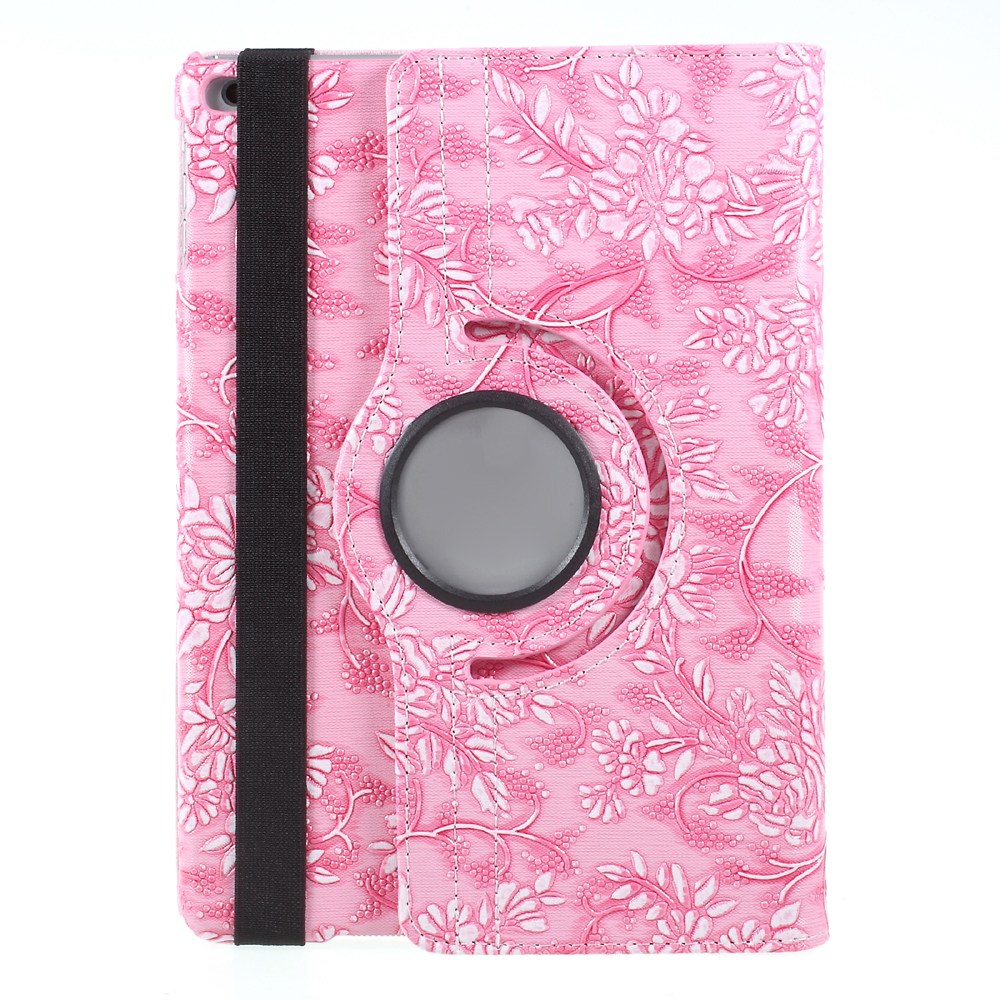 

360 Degree Rotary Stand Grapevine Pattern Leather Flip Case for iPad 9.7 inch (2018)/9.7 inch (2017) - Pink, iPad 9.7-inch (2017)