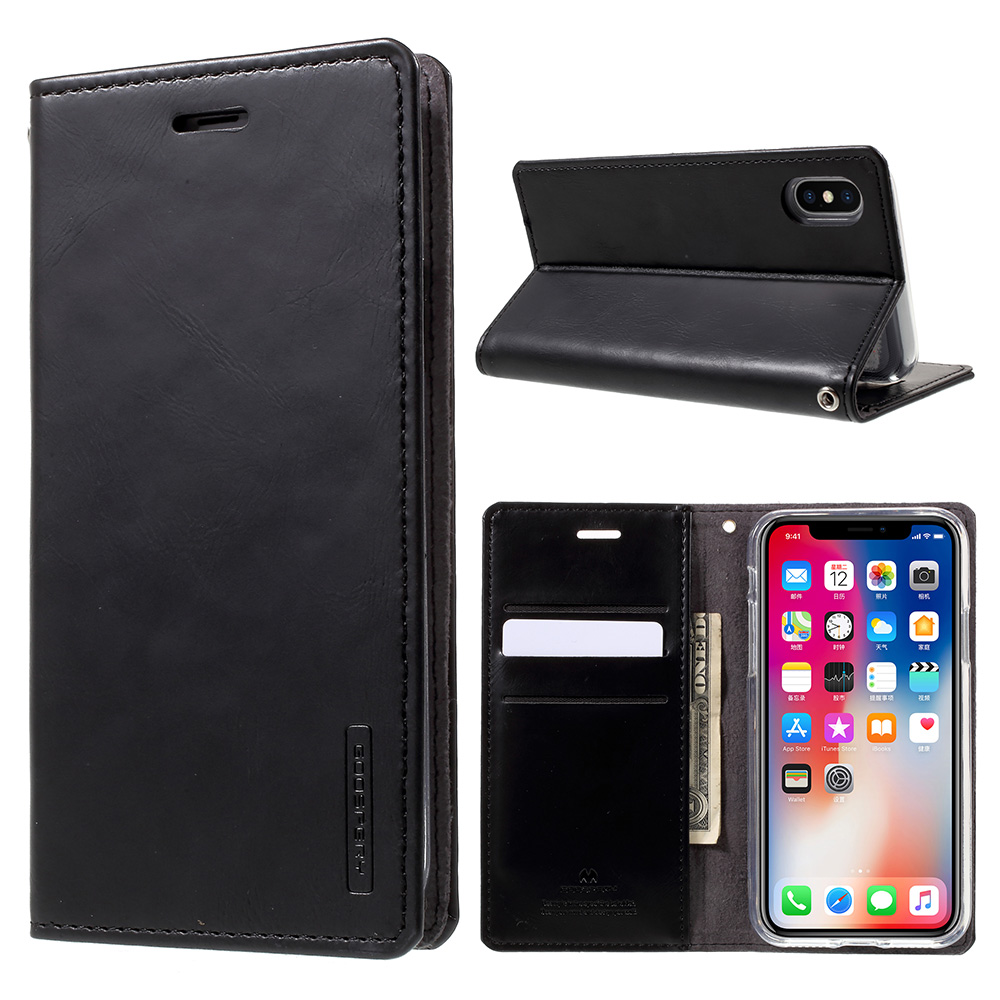 

Mercury Goospery Blue Moon Кожаный Кошелек Для IPhone XS / Х 5,8 Дюйма - Чернить, iPhone XS 5.8 inch