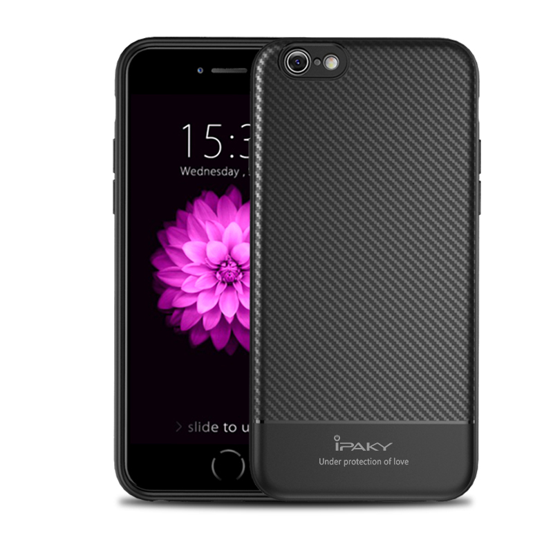 

IPAKY Carbon Fibre Texture Firecible TPU Телефонная Оболочка Для IPhone 6s / 6 4,7 Дюйма - Чернить, iPhone 6s 4.7-inch