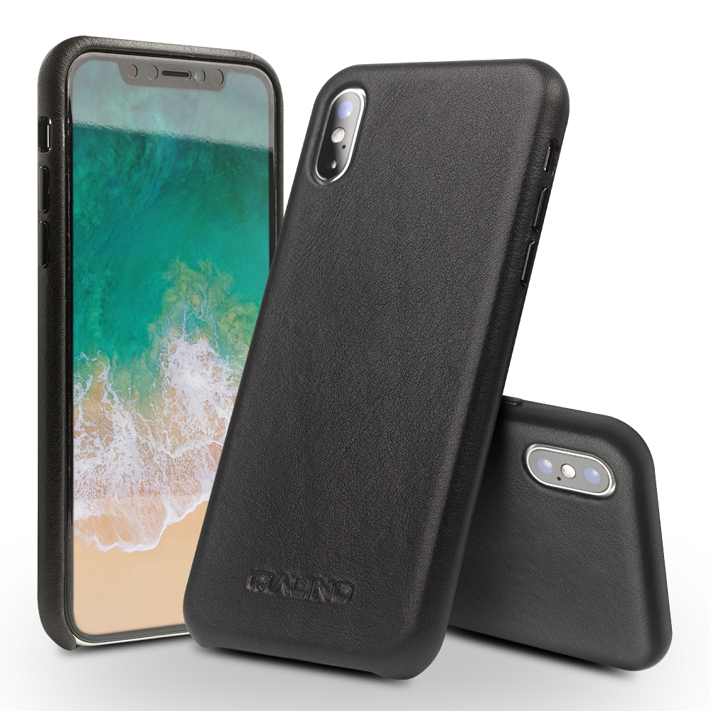 

QIALINO Genuine Leather Mobile Phone Back Case for iPhone X/ XS 5.8 inch - Black, iPhone XS 5.8 inch