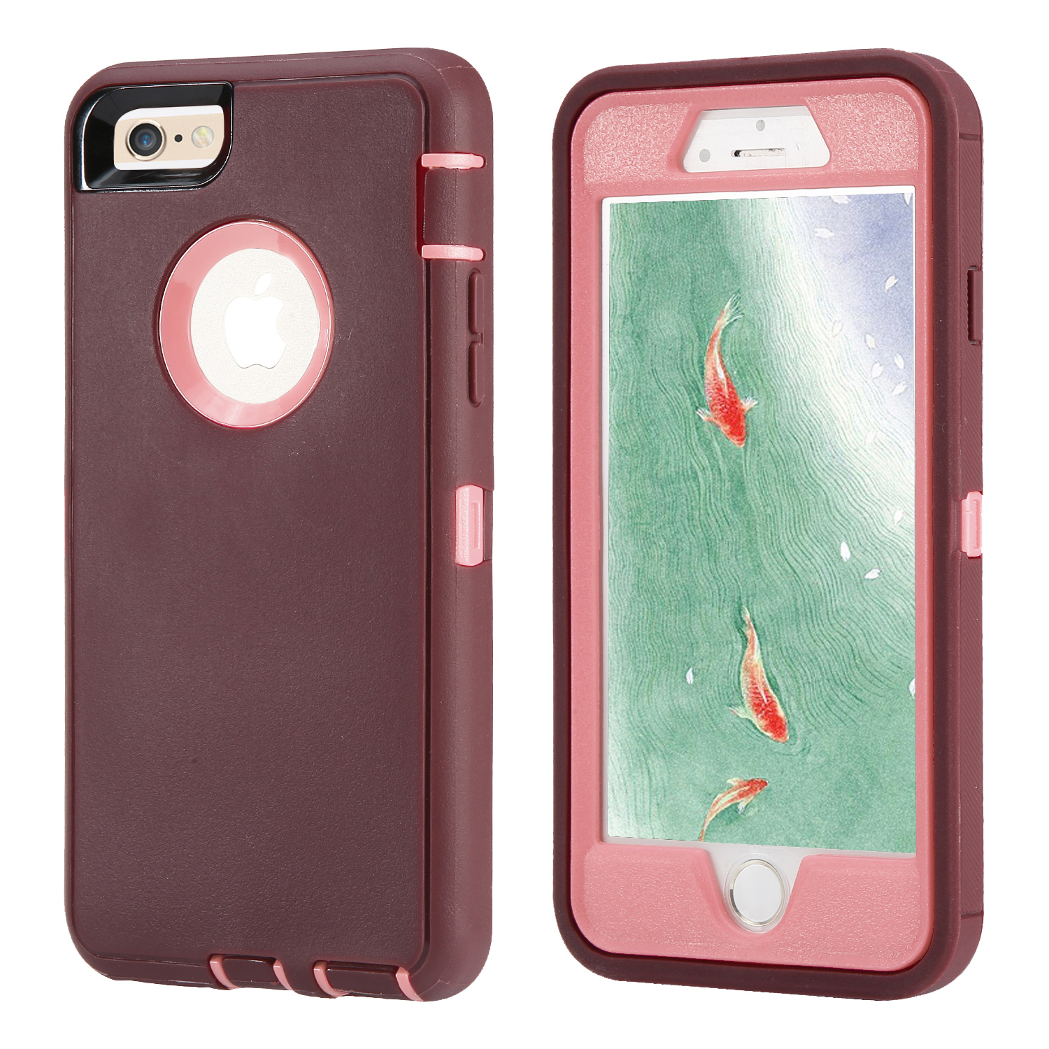 

Shockproof Drop-proof Dust-proof Plastic + TPU Cell Phone Case for iPhone 6s/6 - Wine Red + Pink, iPhone 6s 4.7-inch