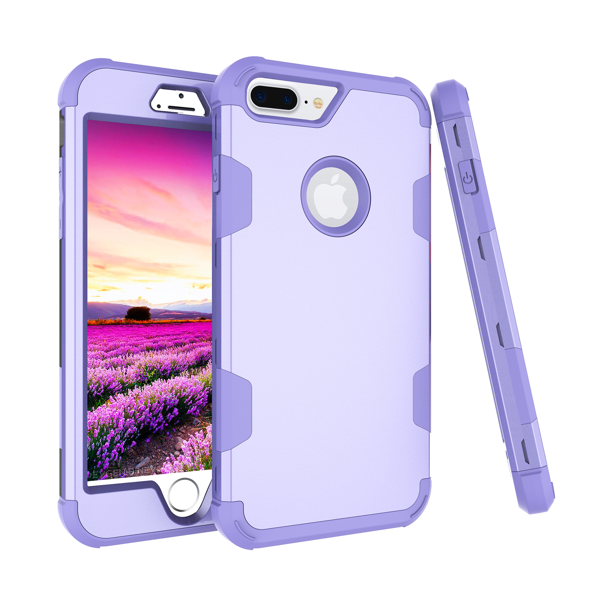 

Anti-dust Heavy Duty 3-piece PC + Silicone Drop-proof Hybrid Protection Cell Phone Casing for iPhone 8 Plus/7 Plus 5.5 inch - Purple, iPhone 8 Plus 5.5 inch