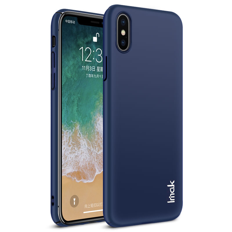 

IMAK Jazz Skin Feel PC Mobile Phone Shell + Screen Protector Film for iPhone X - Dark Blue, iPhone X