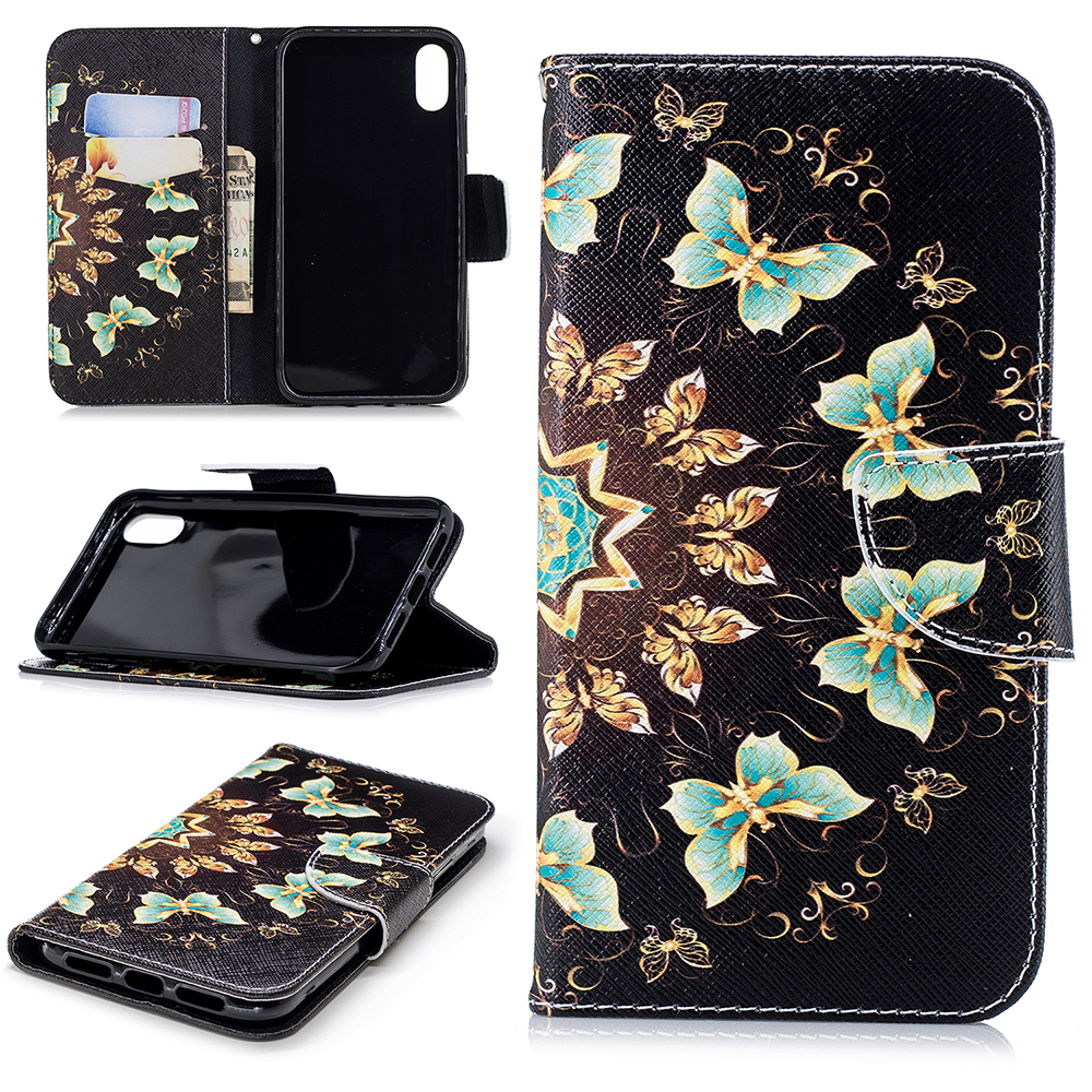 

Pattern Printing Magnetic Wallet Stand Leather Case for iPhone XR 6.1 inch - Colorized Butterflies, iPhone XR 6.1 inch