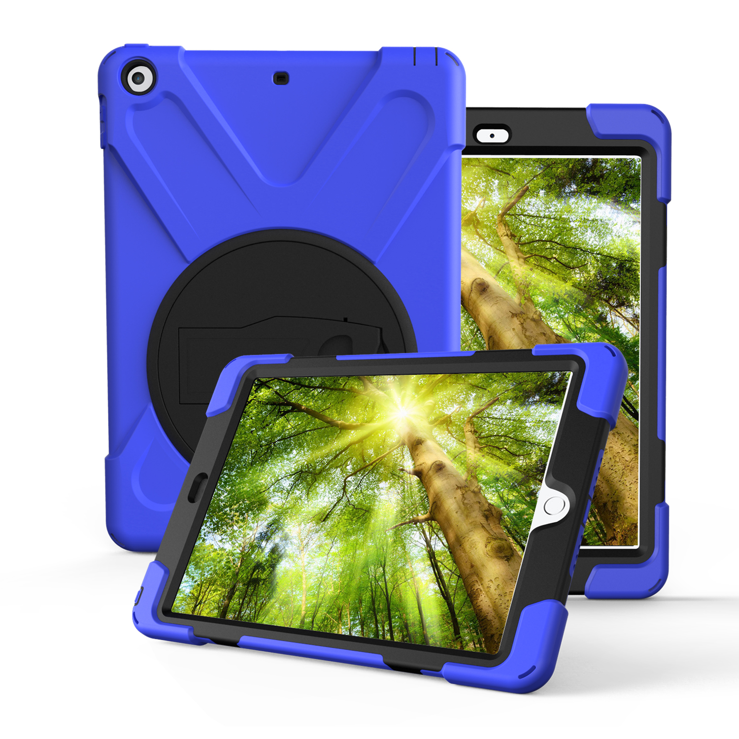 

X-Shape PC + TPU 360-degree Rotary Kickstand Tablet Cover for iPad 9.7 (2018)/9.7 (2017) - Dark Blue, iPad 9.7-inch (2018)