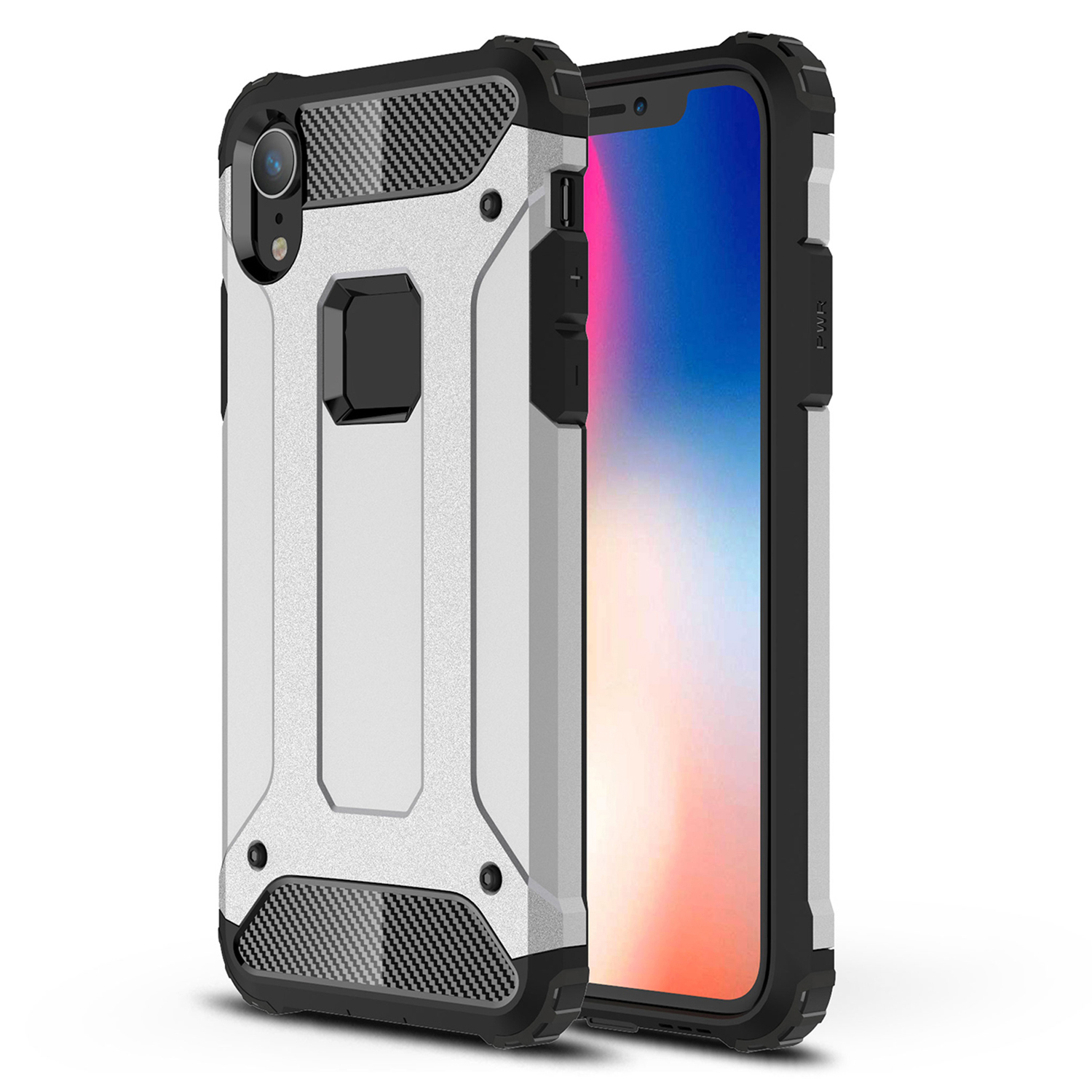 

Hybrid Case for iPhone XR 6.1 inch, Soft TPU + Hard PC Anti-Scratch Phone Cover - Silver, iPhone XR 6.1 inch