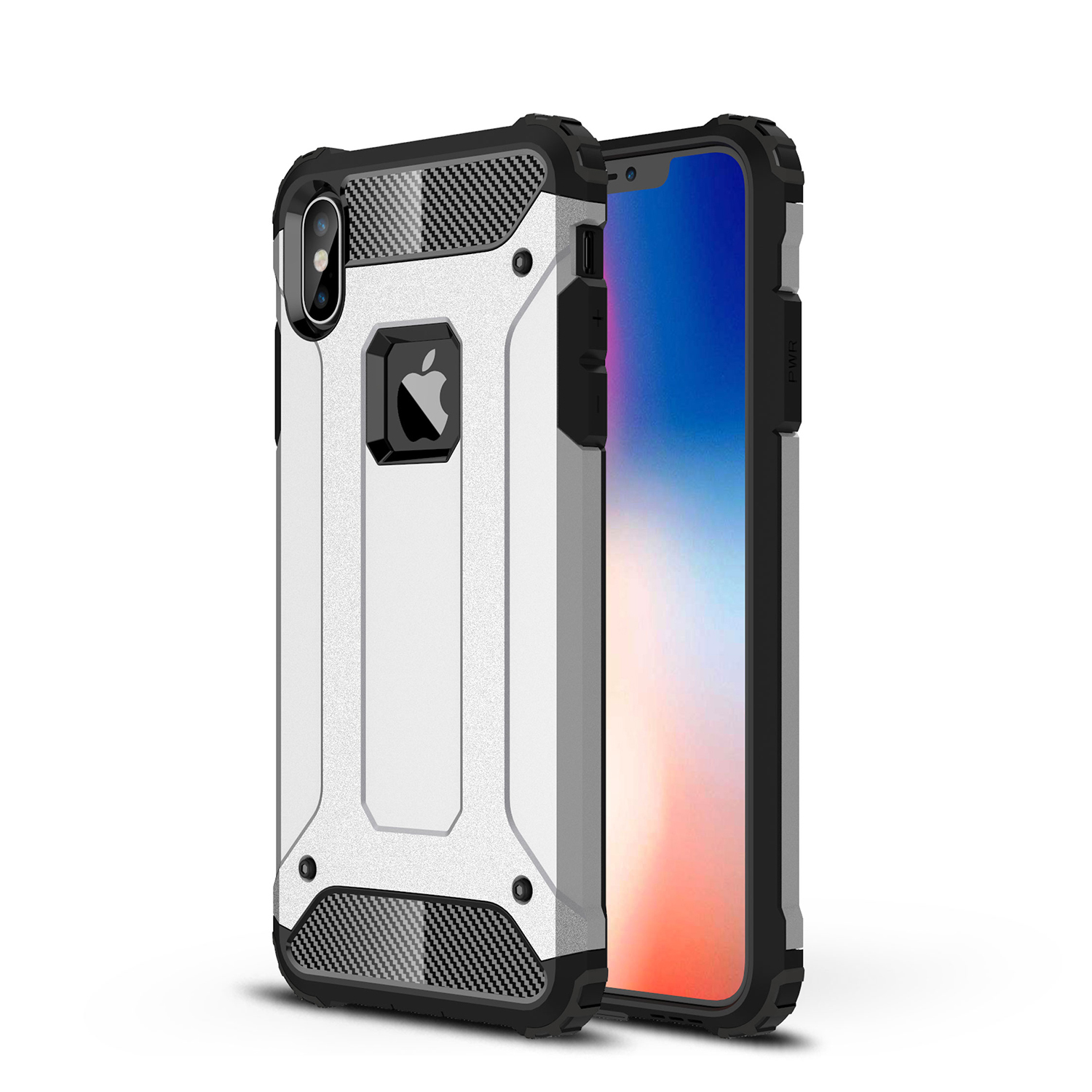 

Armor Guard Plastic + TPU Hybrid Phone Shell for iPhone XS Max 6.5 inch - Silver, iPhone XS Max 6.5 inch