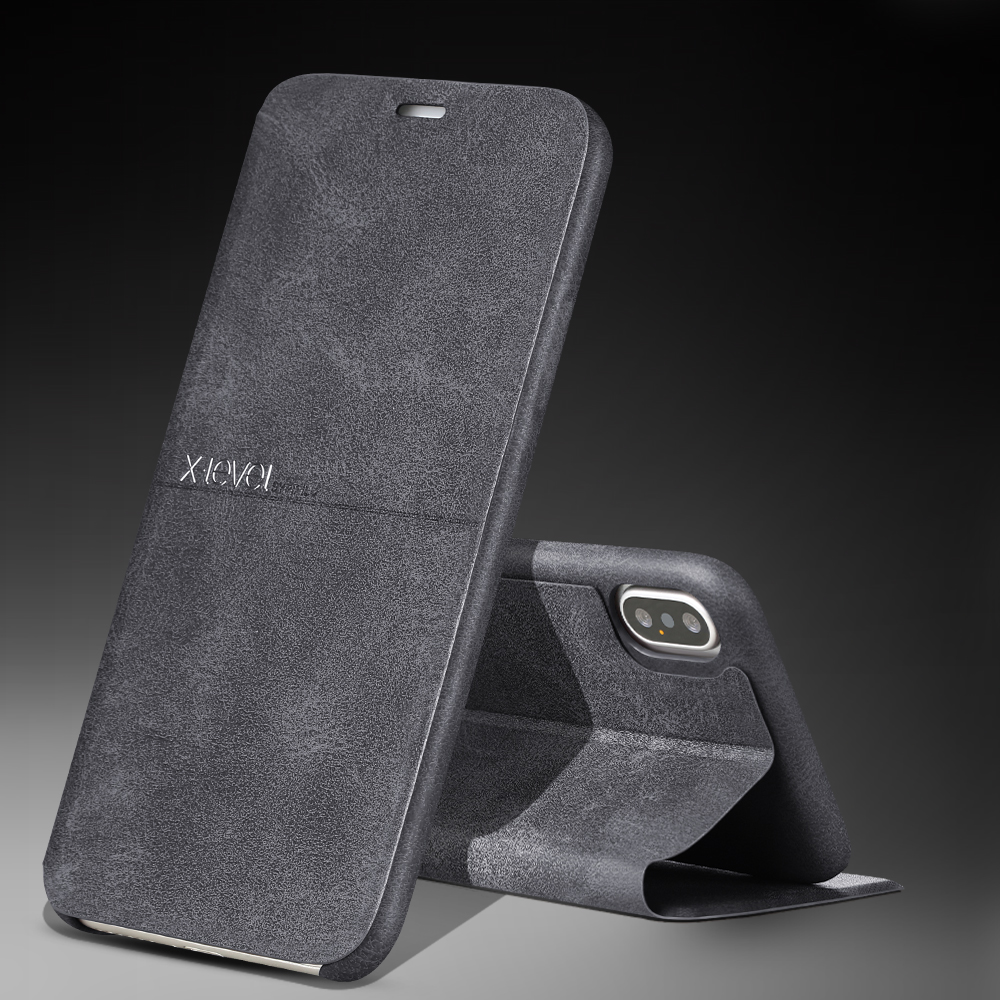 

Корпус Кожаных Кожаных Серий X-уровня Для IPhone XR 6,1 Дюйма - Чернить, iPhone XR 6.1 inch