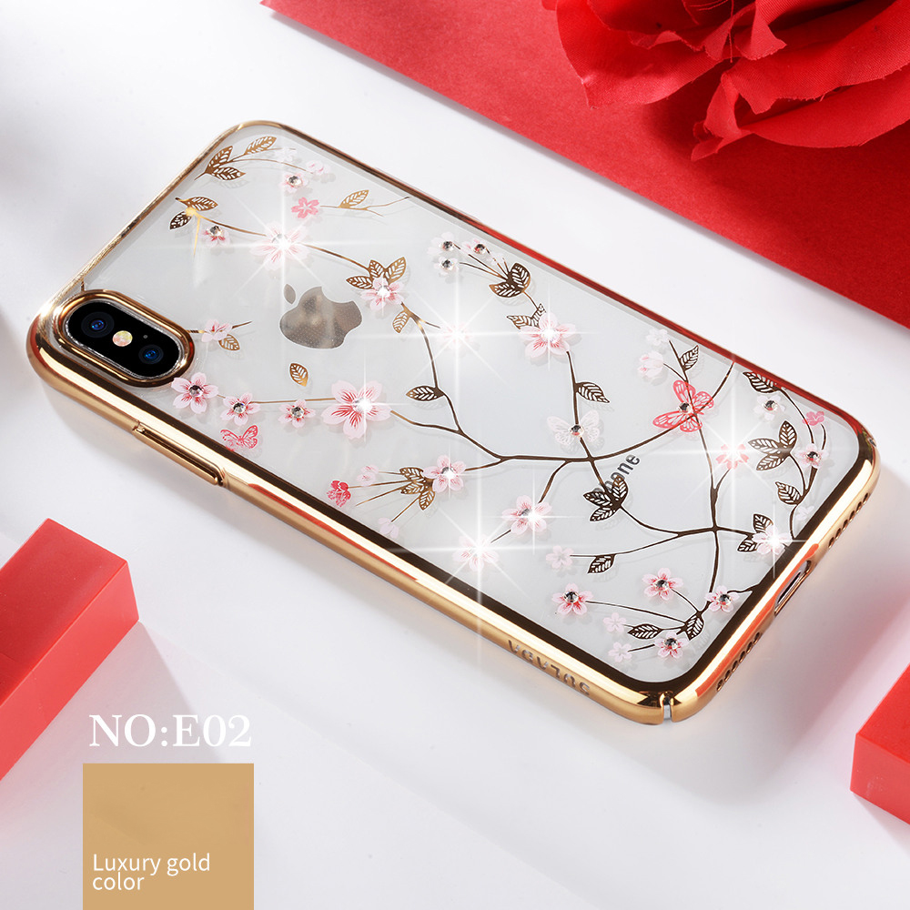 

Sulada Elecoloplation Rhinestone Украшения Узорчатой ​​жесткой Оболочки Для IPhone XR 6,1 Дюйма - Золото, iPhone XR 6.1 inch