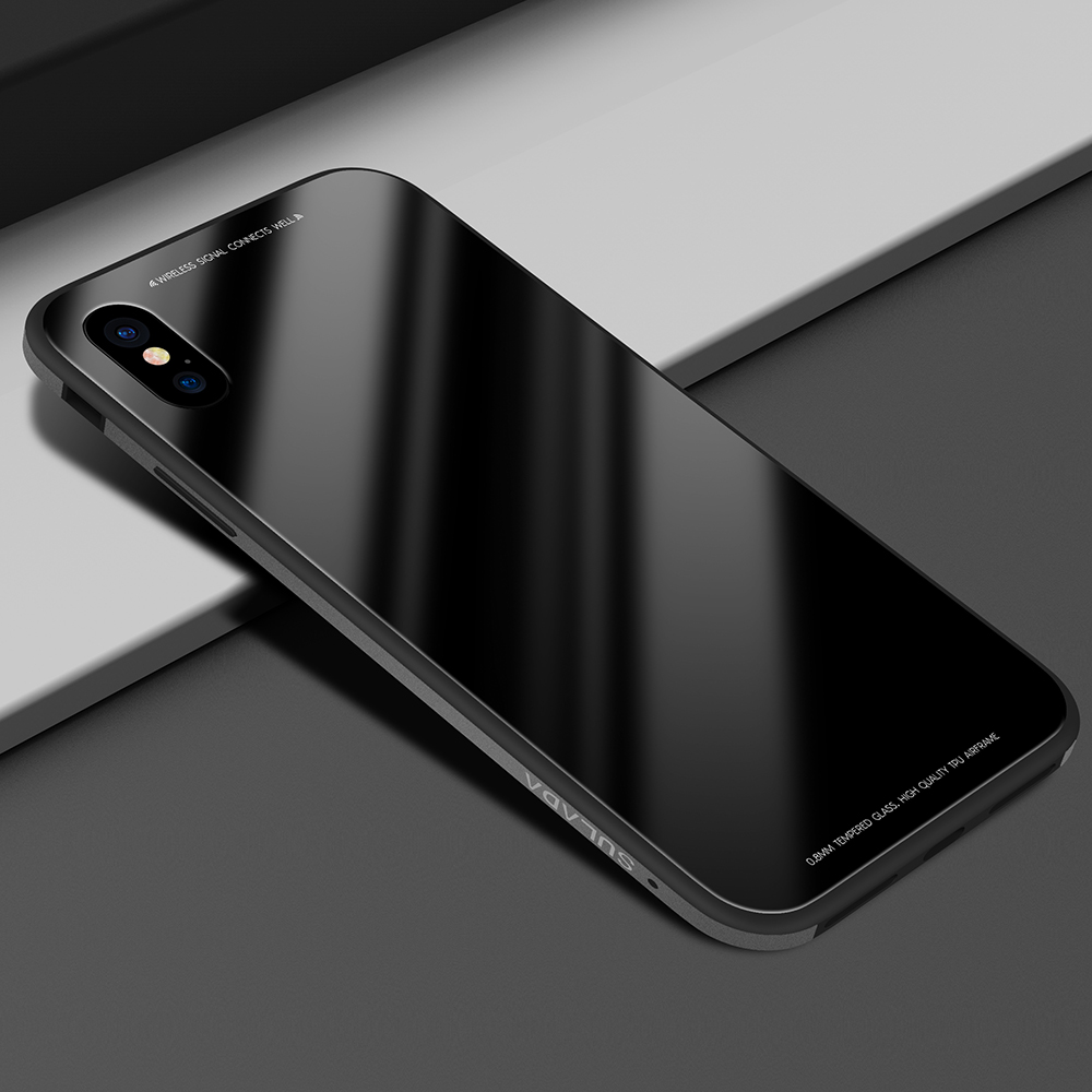 

Sulada Для IPhone XR 6.1-дюймовый Закаленного Стекла + Силиконовый + Металлический Гибридный Падкий Телефон - Чернить, iPhone XR 6.1 inch