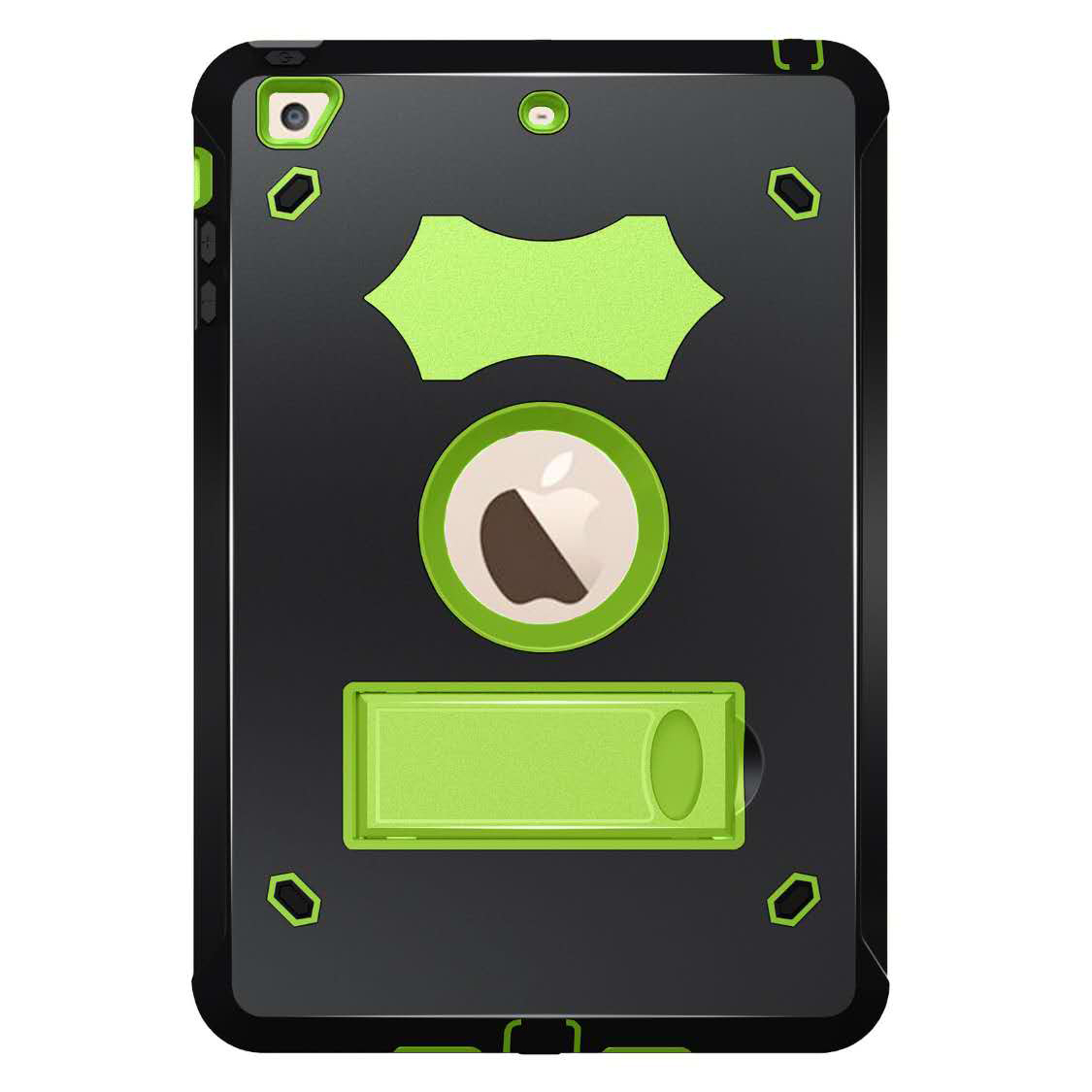 

Cool Shockproof Silicone + PC Hybrid Kickstand Shell for iPad 9.7-inch (2018) / (2017) - Green / Black, iPad 9.7-inch (2018)
