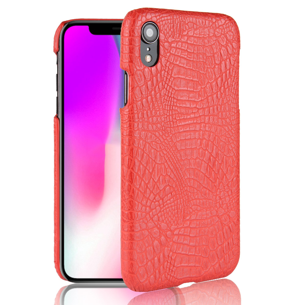 

Crocodile Texture Leather Coated PC Back Mobile Phone Cover for iPhone XR 6.1 inch - Red, iPhone XR 6.1 inch