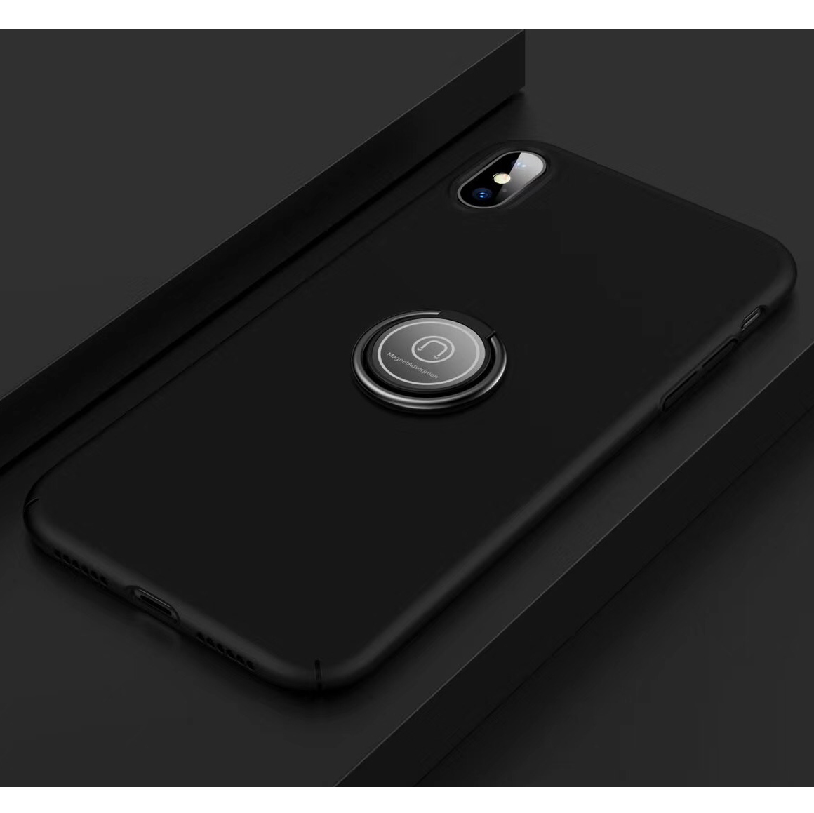 

Finger Ring Kickstand Matte Hard PC Case for iPhone Xs Max 6.5 inch - Black, iPhone XS Max 6.5 inch