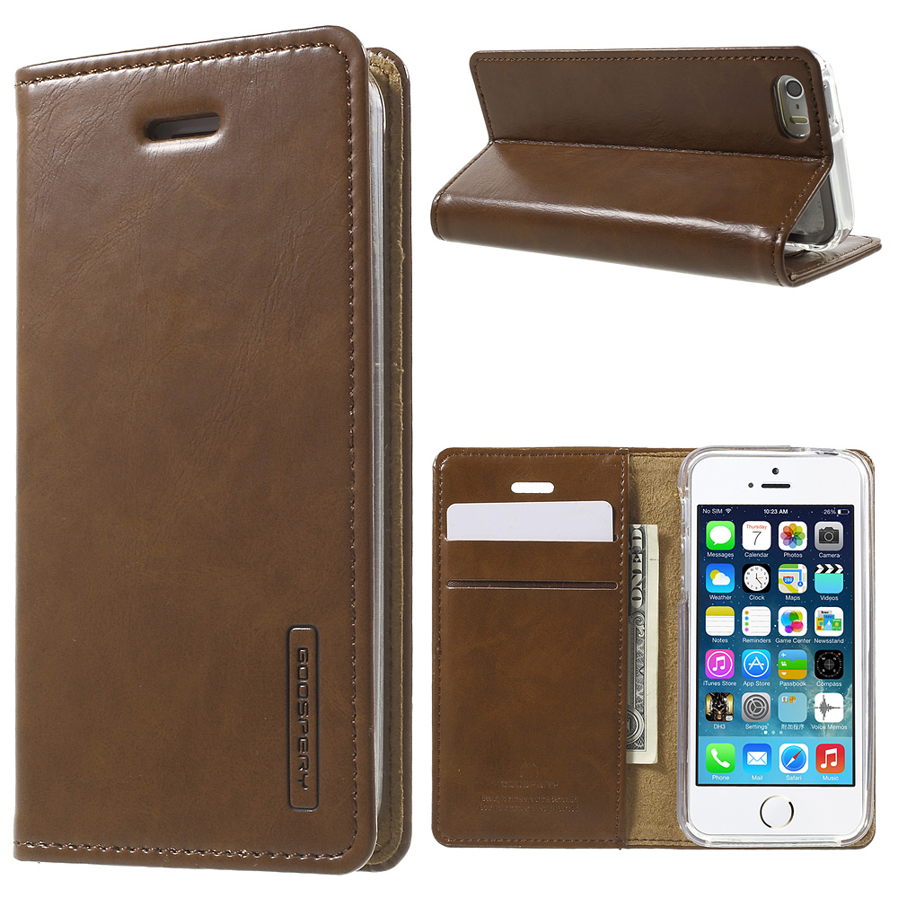 

Mercury Goospery Blue Moon Wallet Кожаный Чехол Для IPhone SE 5S 5 - Коричневый, iPhone 5s