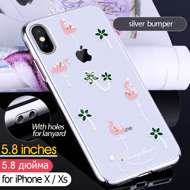 

KINGXBAR Crystal Clear Rhinestone Shell for iPhone XS / X 5.8 inch Electroplating PC Hard Phone over - Silver Bumper, iPhone XS 5.8 inch