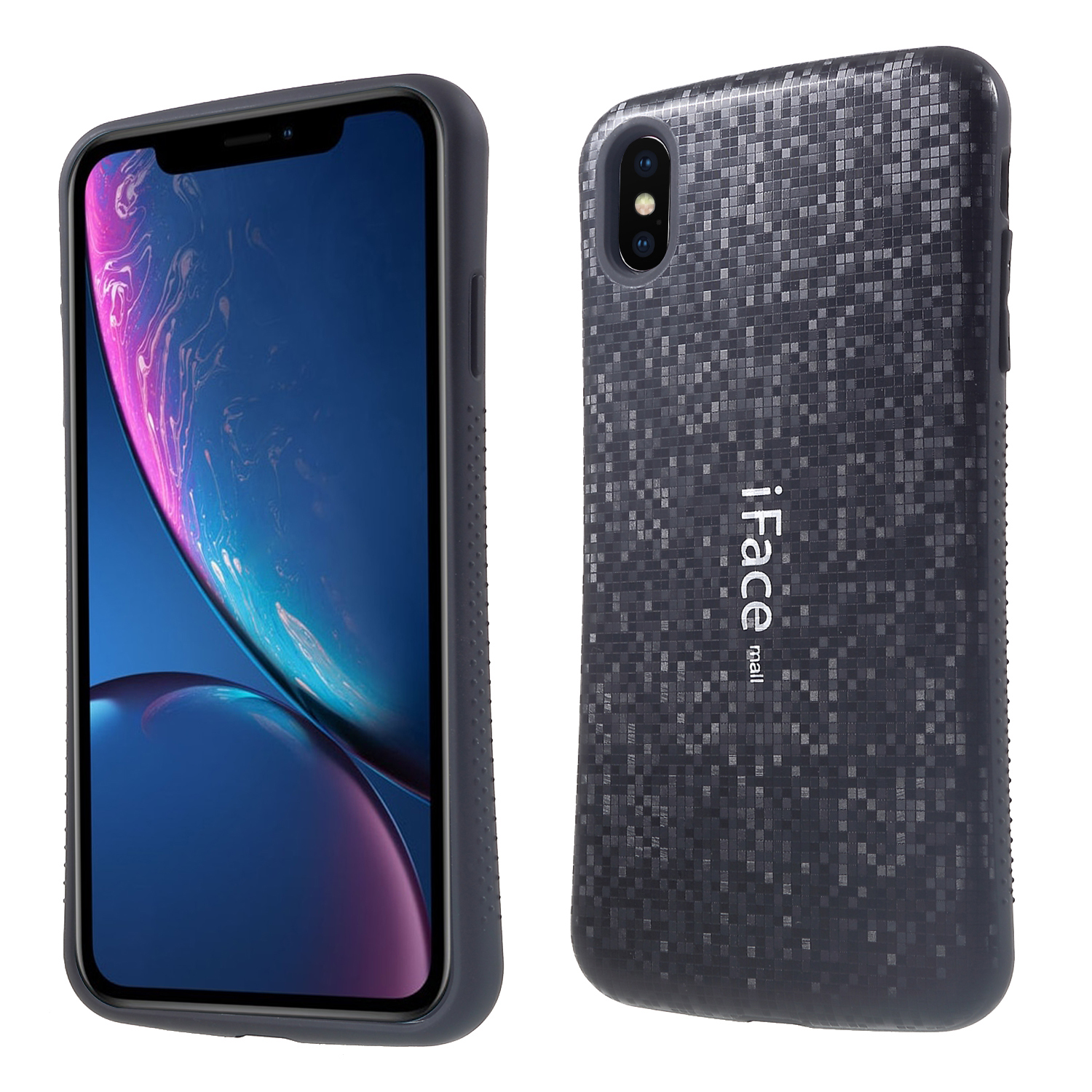 

IFACE MALL Mosaic Pattern PC TPU Hybrid Case for iPhone XS Max 6.5 inch - Black, iPhone XS Max 6.5 inch